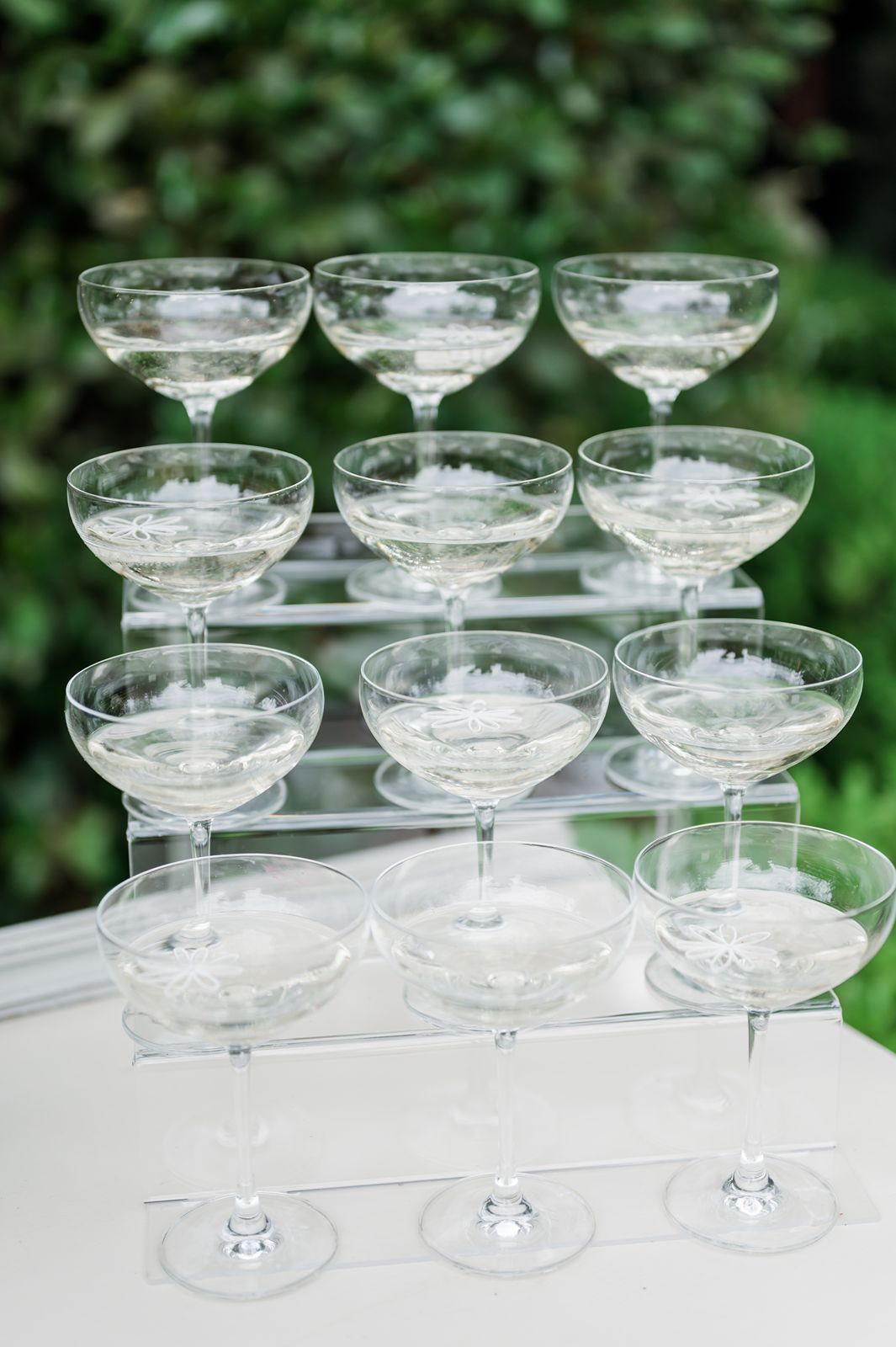 champagne tower with acrylic holder